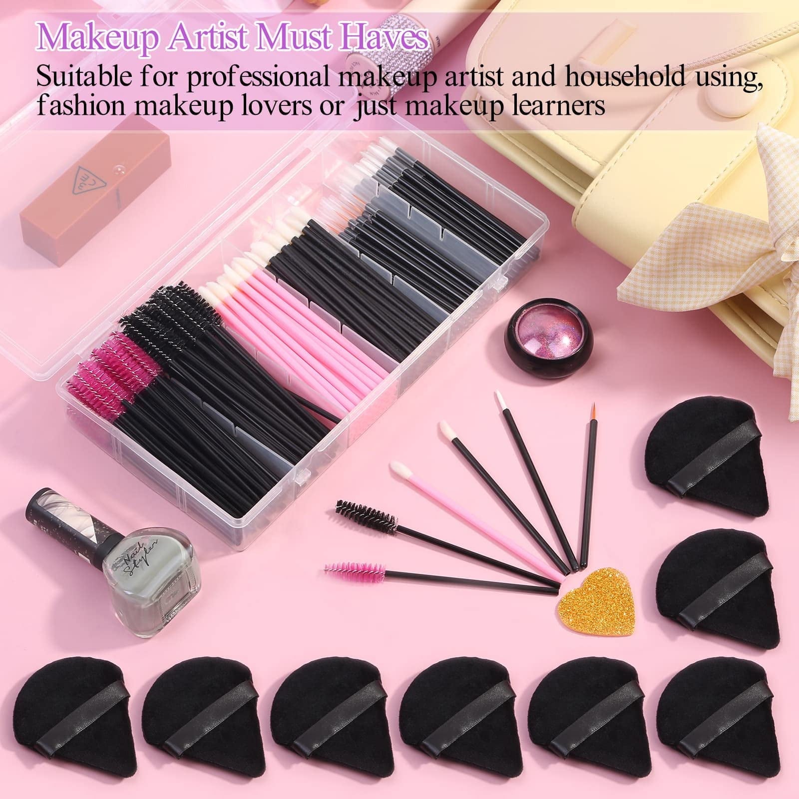 Pro Hygiene & Efficiency Makeup Kit: 120 Compressed Sponges & 248 Disposable Applicators for Flawless Face & Body App... - Image 2