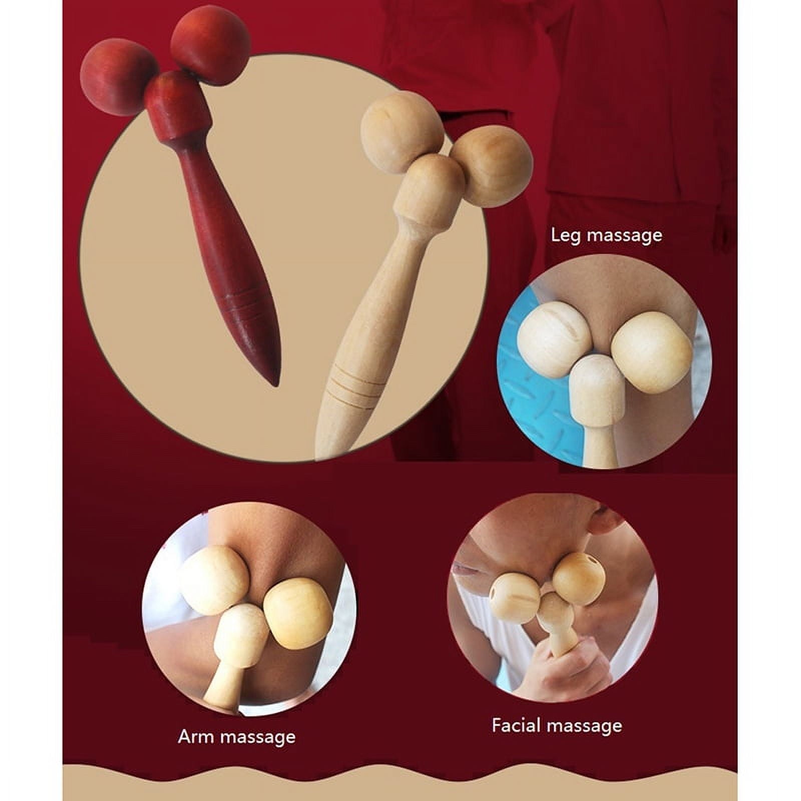 wooden ball roller massager tool reflexology hand face body relax random colorAL - Image 3