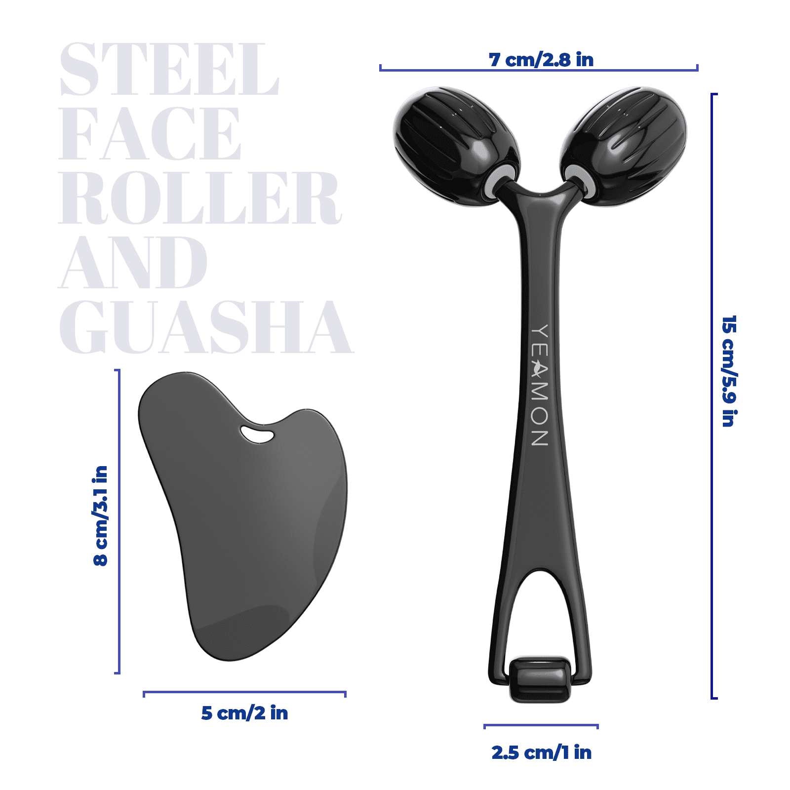Gua Sha Facial Tools and Face Roller Set, Facial Massage Tool for Womens Skincare Routine,Cooling Stainless Steel Face Sculpting Eyes Roller - Image 5