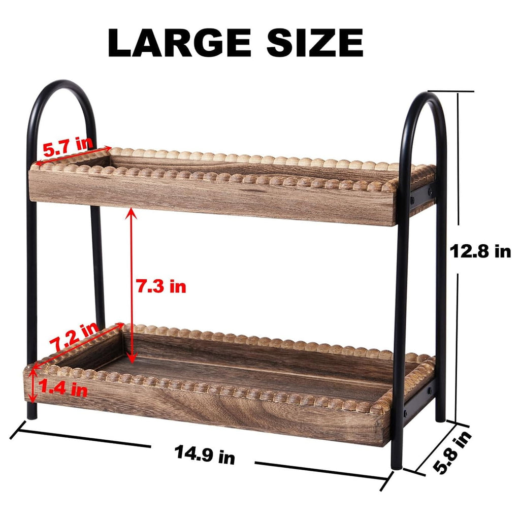 2-Tier Bathroom Counter Organizer, Wood Makeup Organizers for Vanity,Storage for Cosmetic, Skincare, Perfume - Image 2