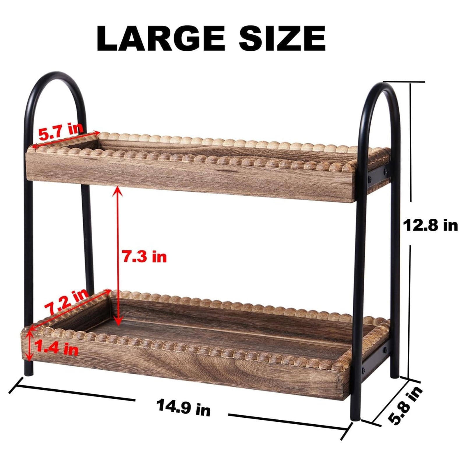2-Tier Bathroom Counter Organizer, Wood Makeup Organizers for Vanity,Storage for Cosmetic, Skincare, Perfume - Image 2