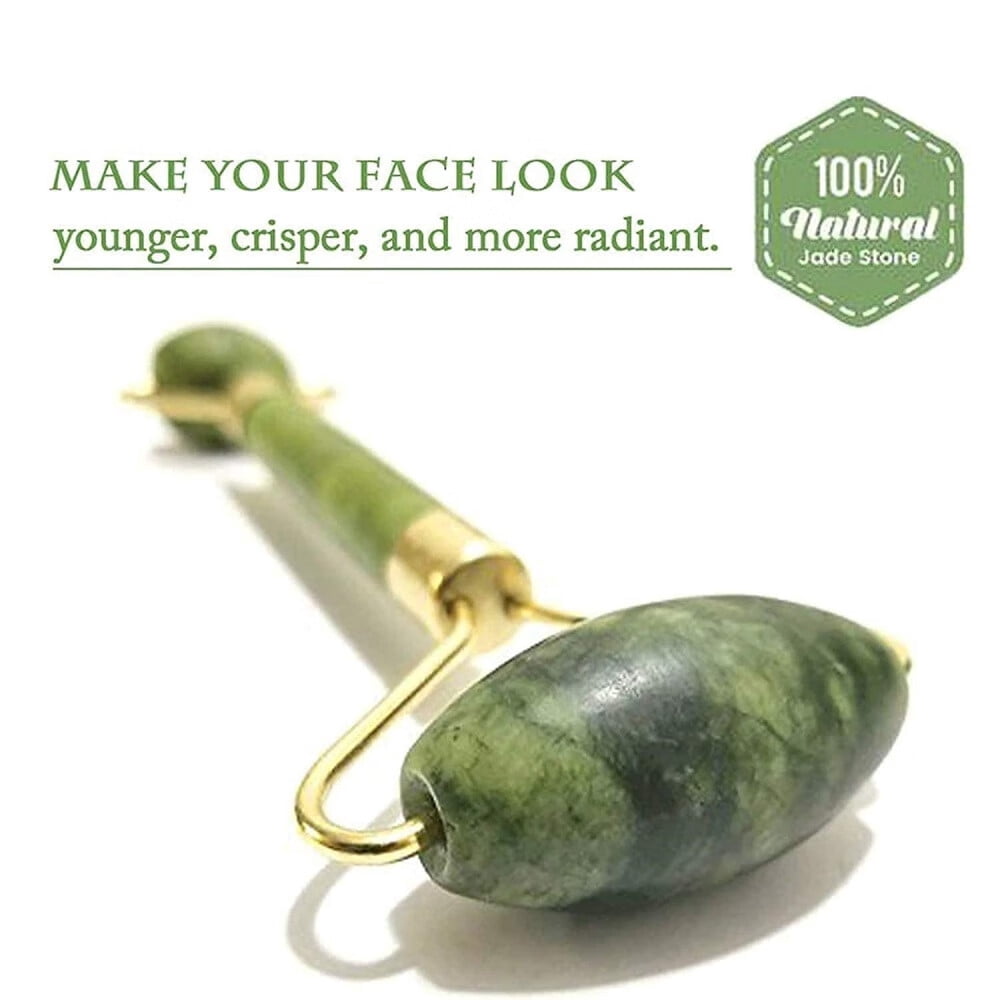 Facial Massager Jade Roller & Gua Sha Tool Natural Himalayan Stone for Face Neck Healing Skin Wrinkles & Serum Applic... - Image 2