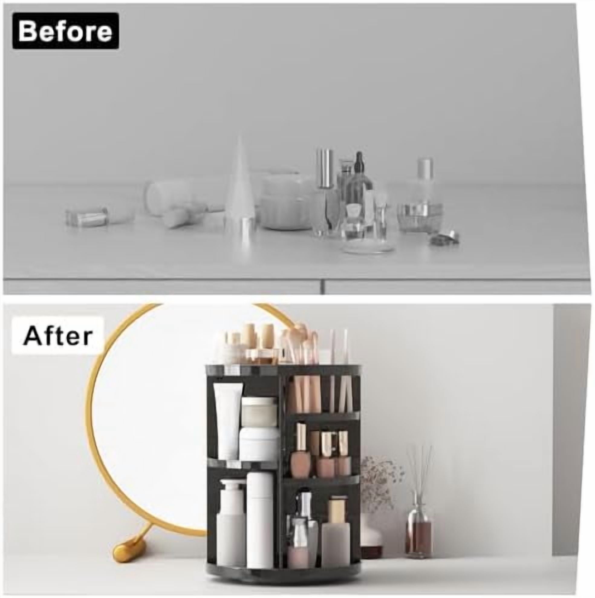 Rotating Makeup Organizer, DIY 8 Adjustable Layers Spinning Skincare Organizer, Cosmetic Display Case with Brush Holder Perfume Tray, Multi- - Image 5