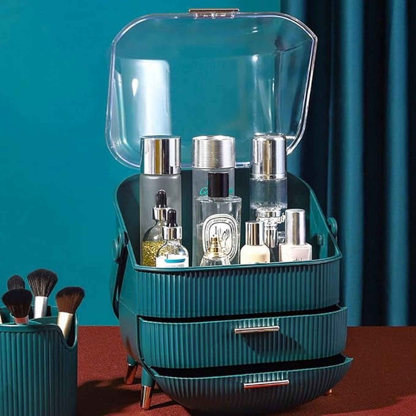 Makeup Organizer and Storage Box, Countertop Portable Vanity Cosmetics MAKE UP bathroom organizers and Storage, Cosmetics Organizer Box for - Image 3