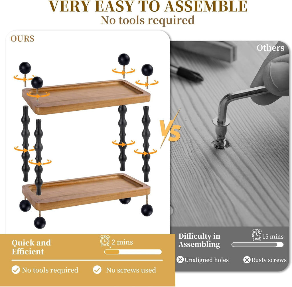 2-Tier Bathroom Counter Organizer , Wood Countertop Organizer for Storage, Skincare Organizers for Vanity, Counter Sh... - Image 6
