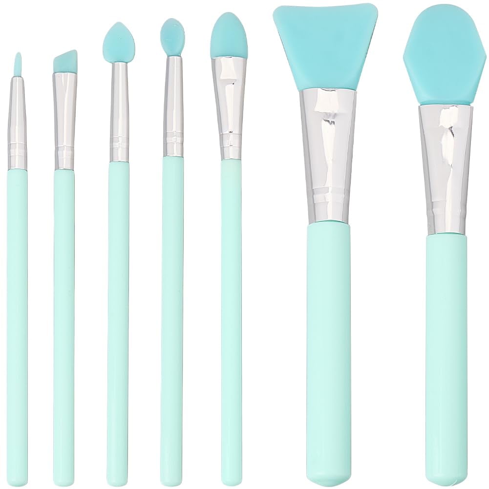 7Pcs 7 Silicone Brush Applicator Kit Green Soft Rubber Flexible Facial Muds Face Applicators Tools Brushes for Body L...