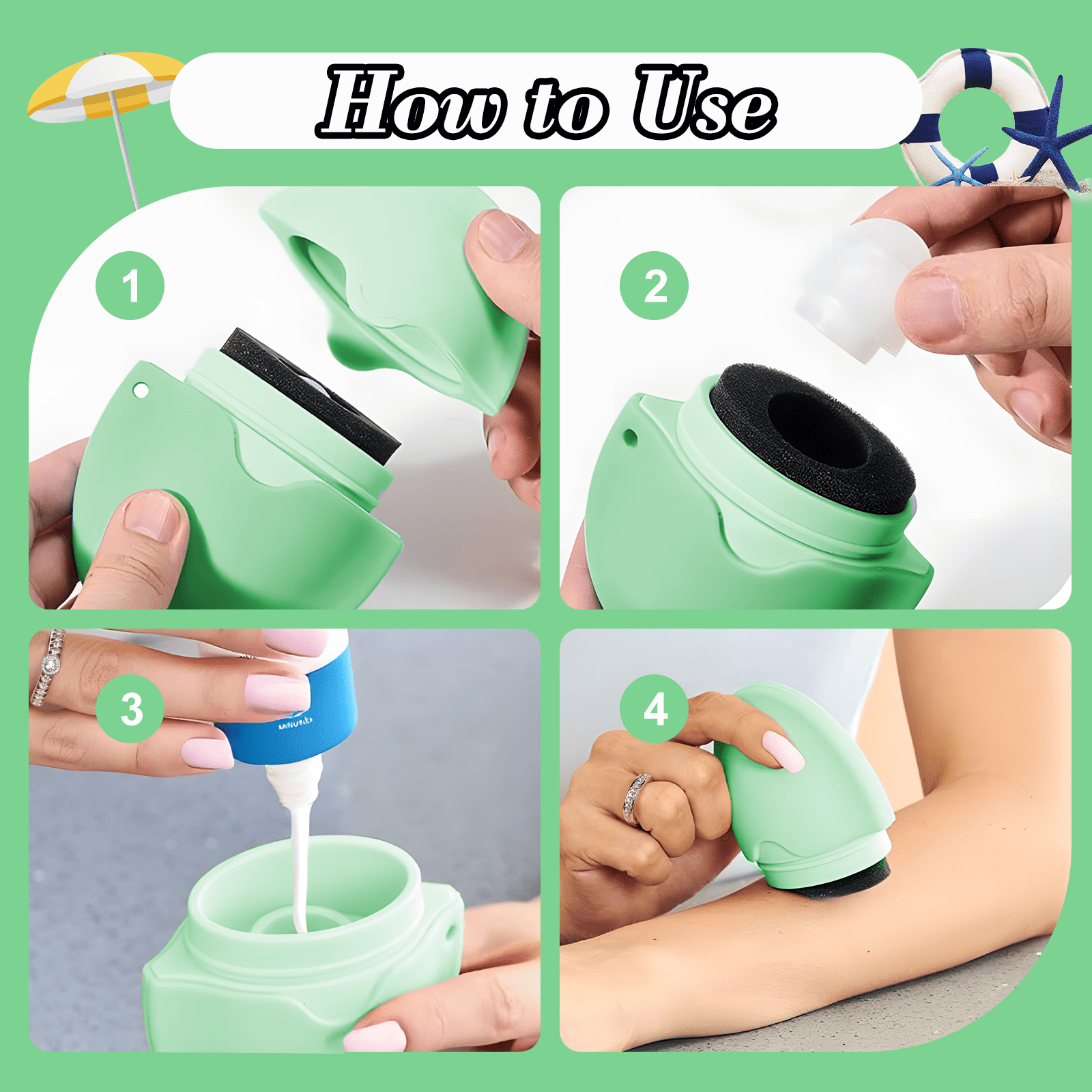 Roll on Sponge , Suncream & Lotion, Sun Screen Applicator for Kids, Adults & Families, Perfect Size for Travel - Image 6