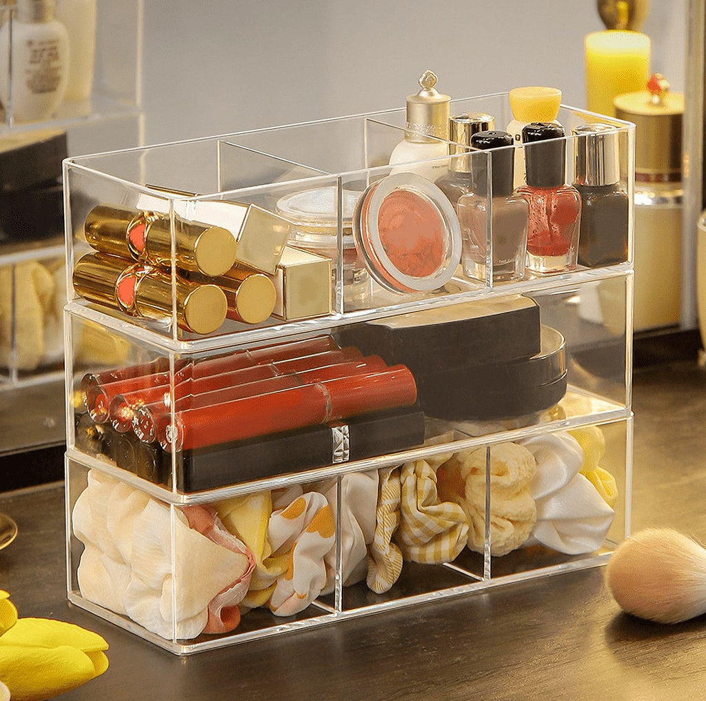 Clear Makeup Brush Holder Organizer, 3 Slot Acrylic Cosmetics Brushes Skincare Storage Organization - Image 4