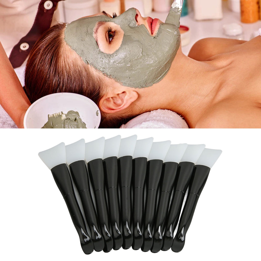 10pcs Silicone Makeup Brush Set, Soft Double Ended Face Cream Applicator Brush for Cosmetic & Facial Mud Mask, Hairle... - Image 2