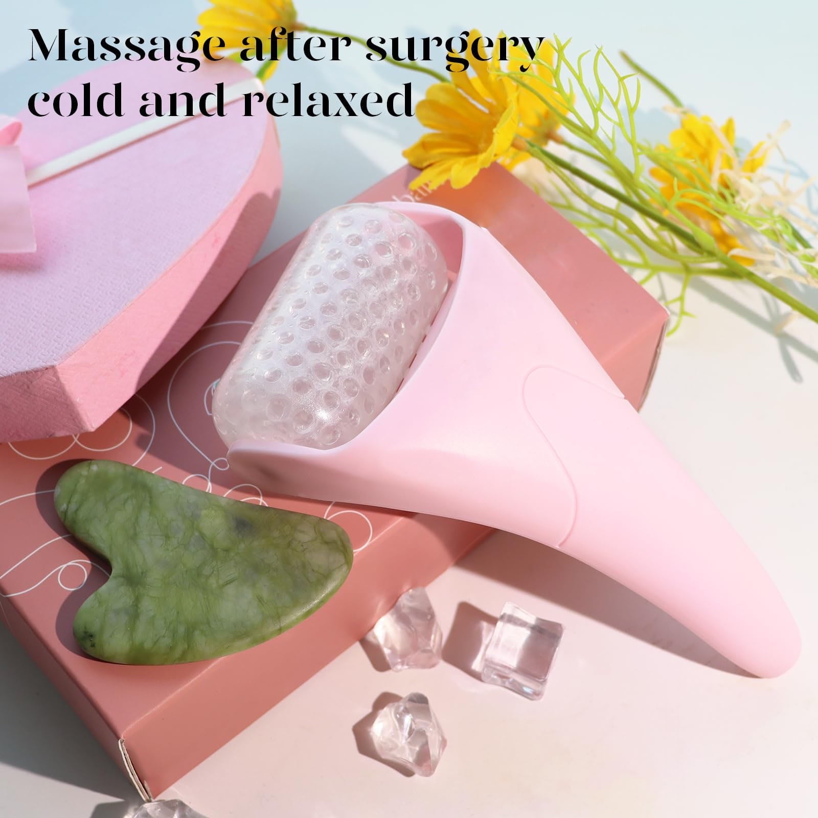 Ice Roller for Face and Gua Sha Facial Tool Set, Ice Face Roller Reduces Puffiness Relieves Migraines Skin Care Tools... - Image 2