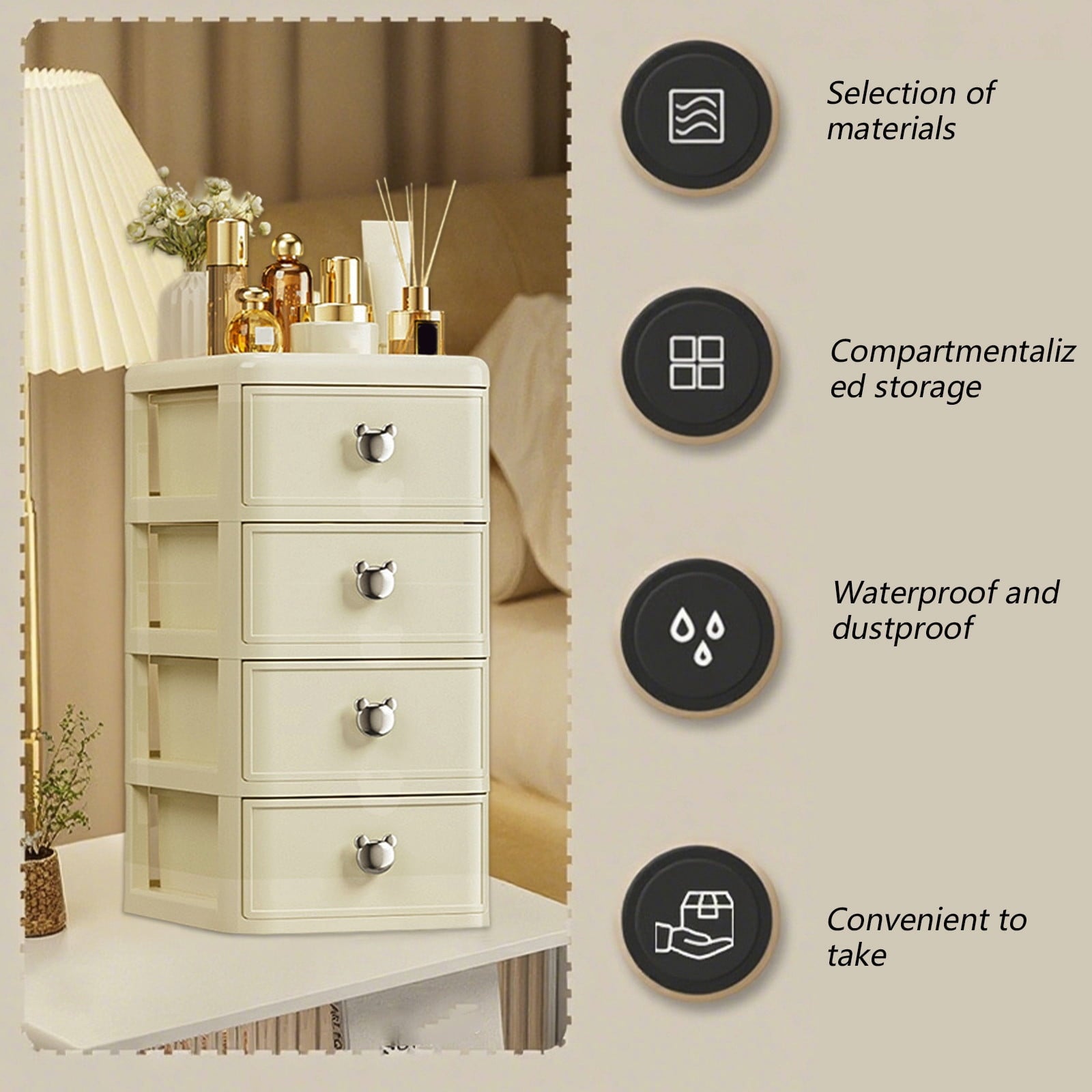 Makeup Organizer with Drawer, Cosmetic Storage Box for Bathroom Vanity and Dresser, Skincare Countertop Organizer for... - Image 5
