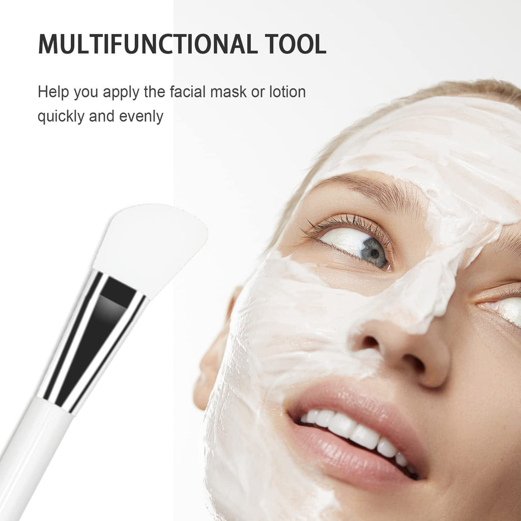 Facial Mask Application Brush, Soft Silicone Fan Shape White Brush Head Cosmetic Tool for Body Lotion, Mud, Clay, Cha... - Image 2