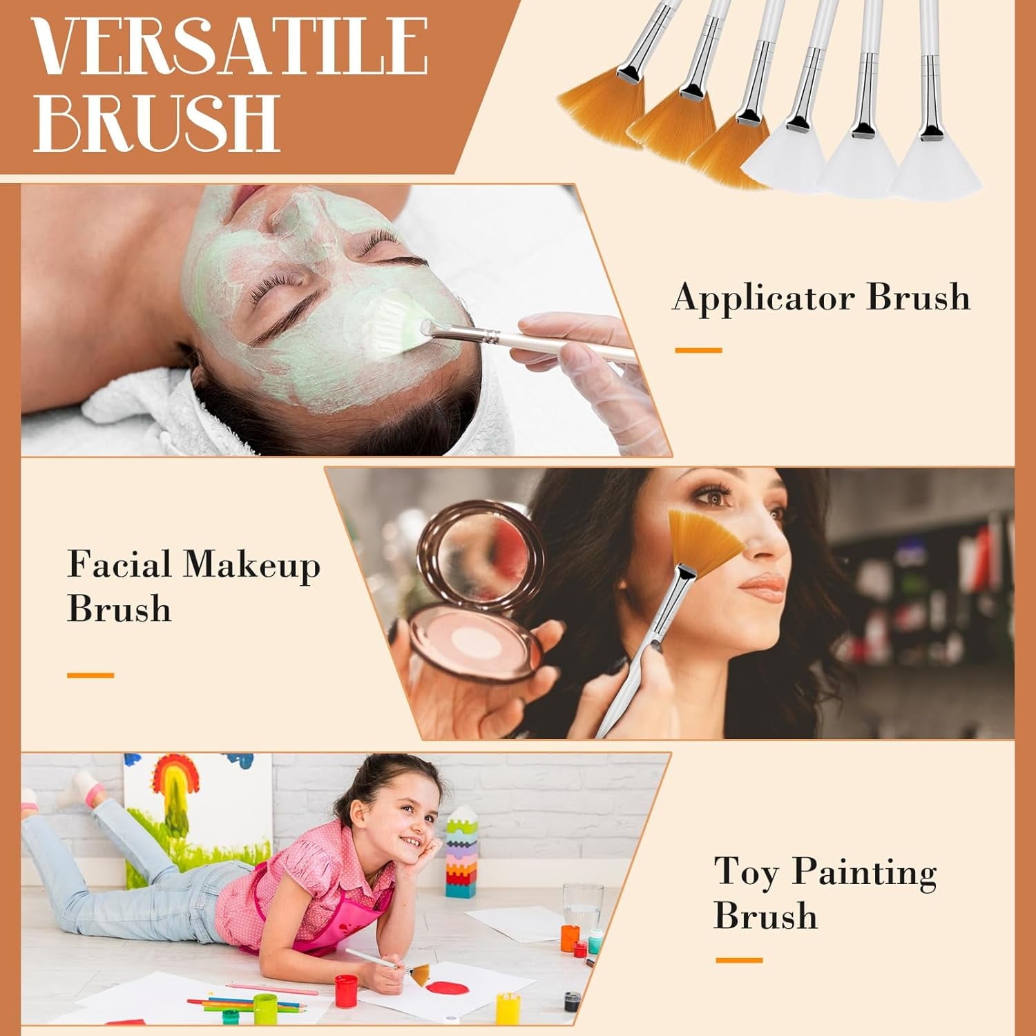 14 Pcs Fan Brushes For Facial, Soft Makeup Brushes Esthetician Makeup Cosmetic Multi Use, Mask Acid Applicator Esthet... - Image 5