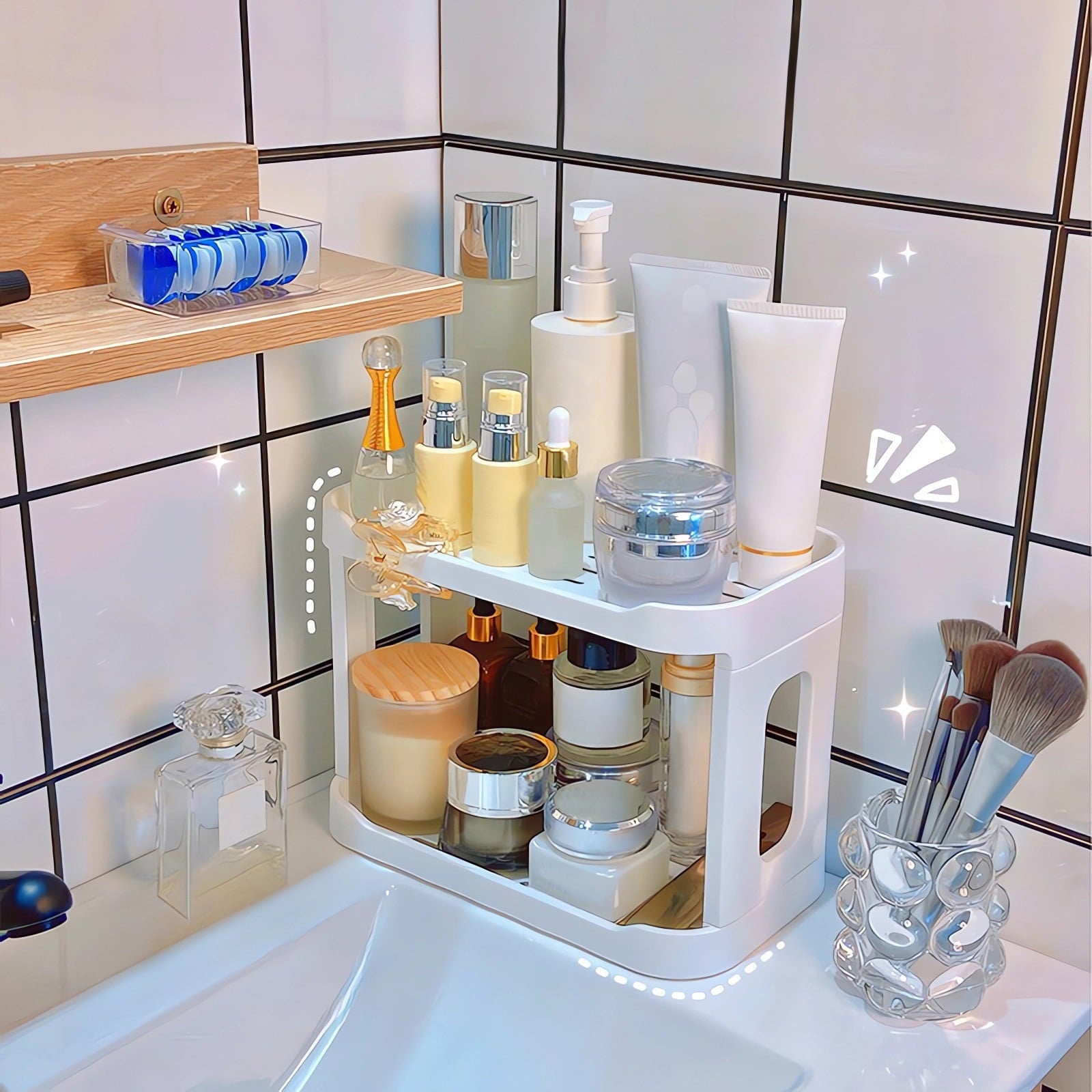Multi Layer Cosmetic Storage Rack, Desktop Shelf Bathroom Organizer for Dormitory Countertop Makeup Skincare Perfume ... - Image 6