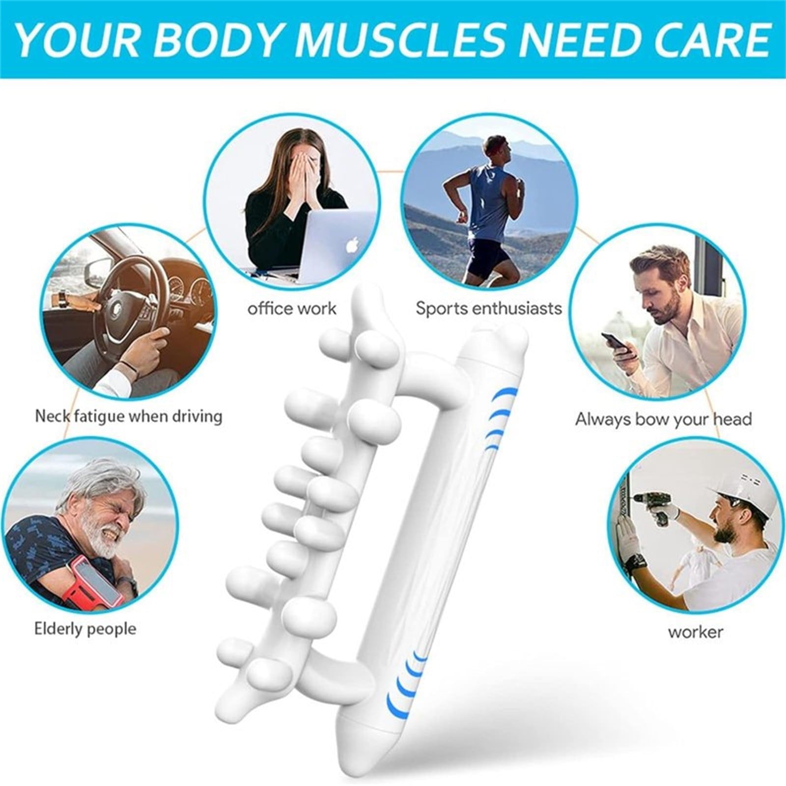 Tkrady Fascia Massage Tool, Manual Relieve Fatigue Deep Tissue Fascia Massaging Tool, Fascia Blaster for Neck Shoulders Calves, Gua Sha Faci - Image 5