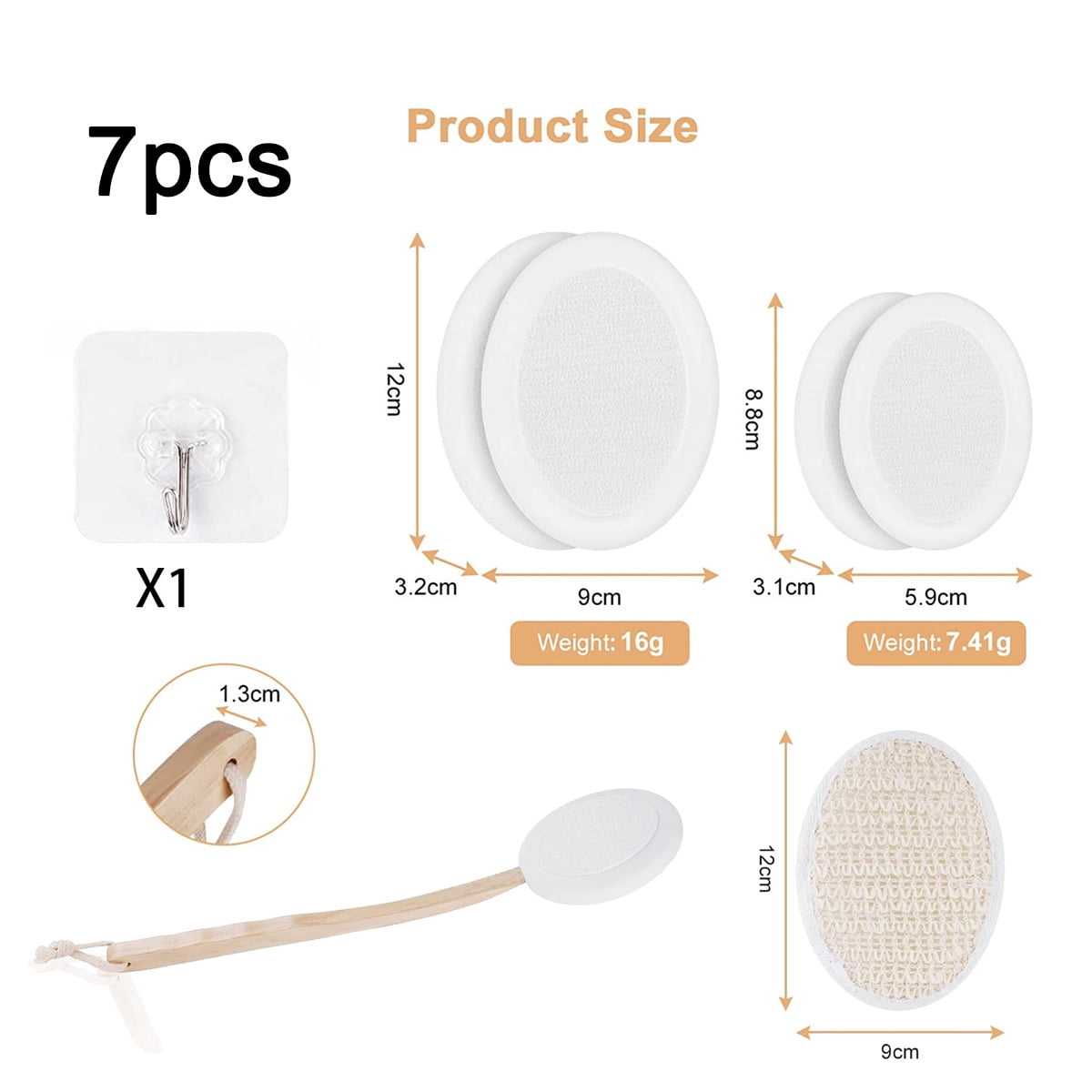 Professional Lotion Applicator, Extended Reach & Curved Design, For Easy Clean Dry, 7 Pieces, White - Image 6