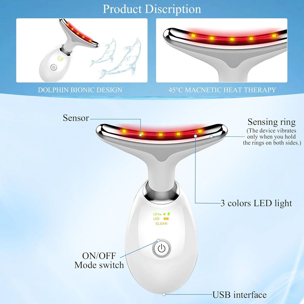 Neck Face Massager, Face Sculpting Tool, 3 Modes and Vibration Facial Massager, Portable Light Therapy for Skin Care,... - Image 2