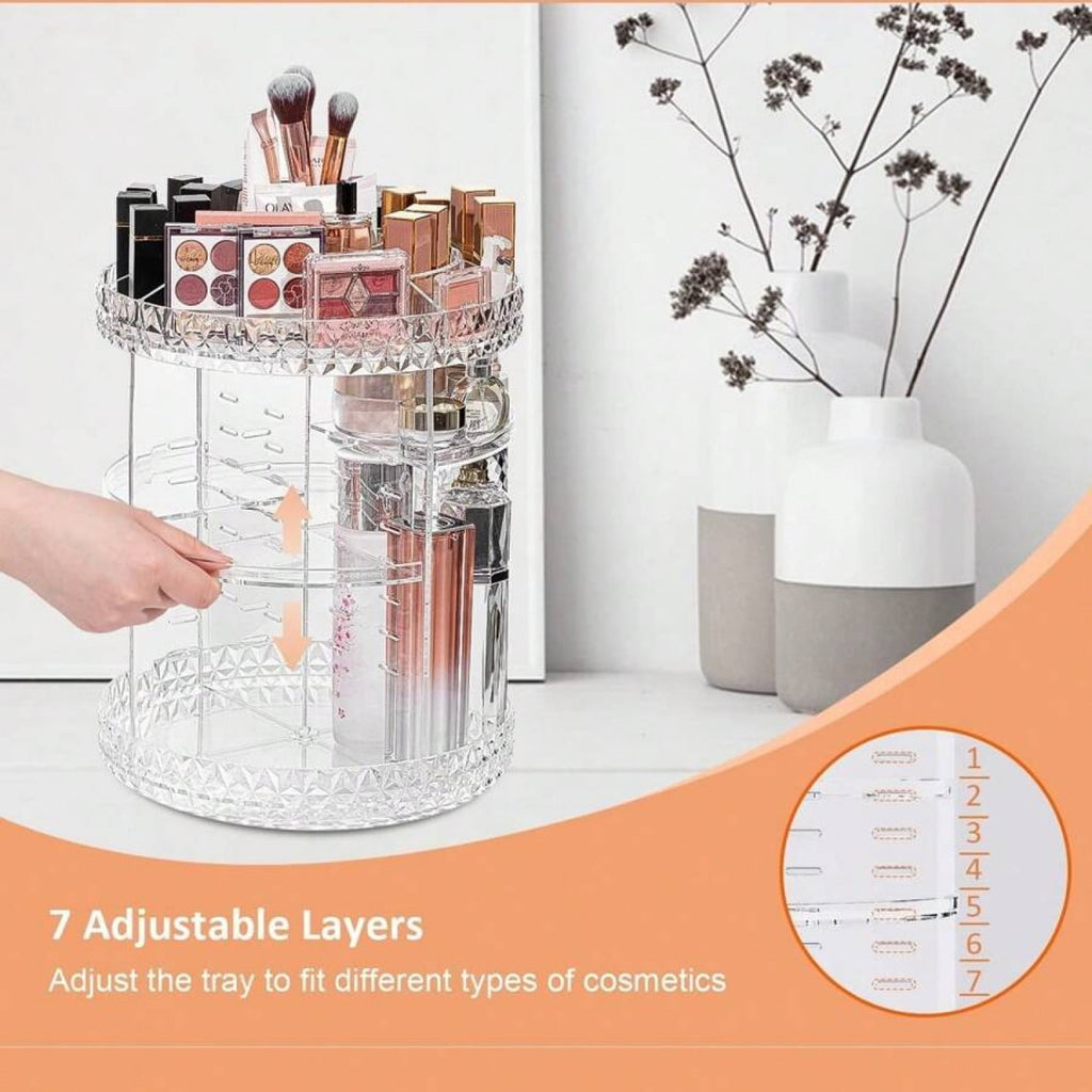 Rotating Makeup Organizer, 360 ° Spinning Skincare Organizers, For Dresser Bathroom, Medium, Clear - Image 4