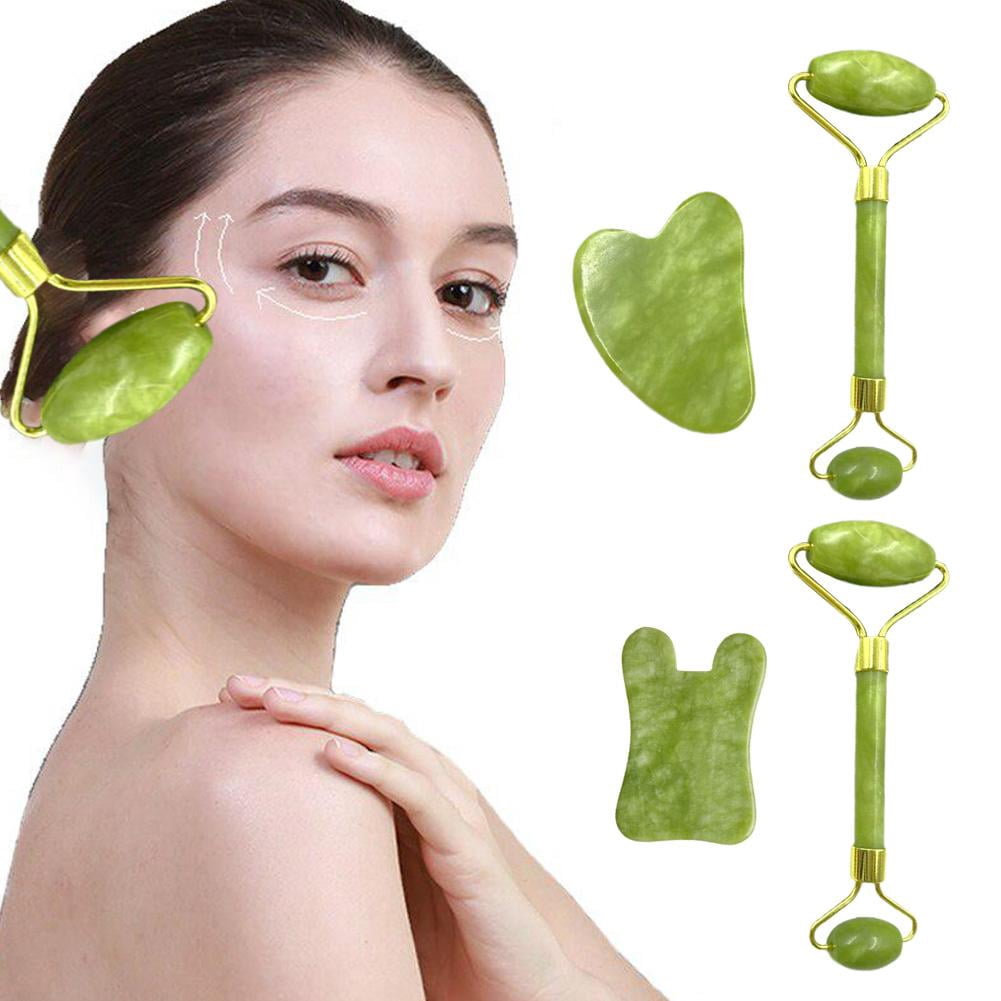 Natural Jade Face And Body Roller Massager Set With Scraper Smooth Skin Care Tool - Image 3