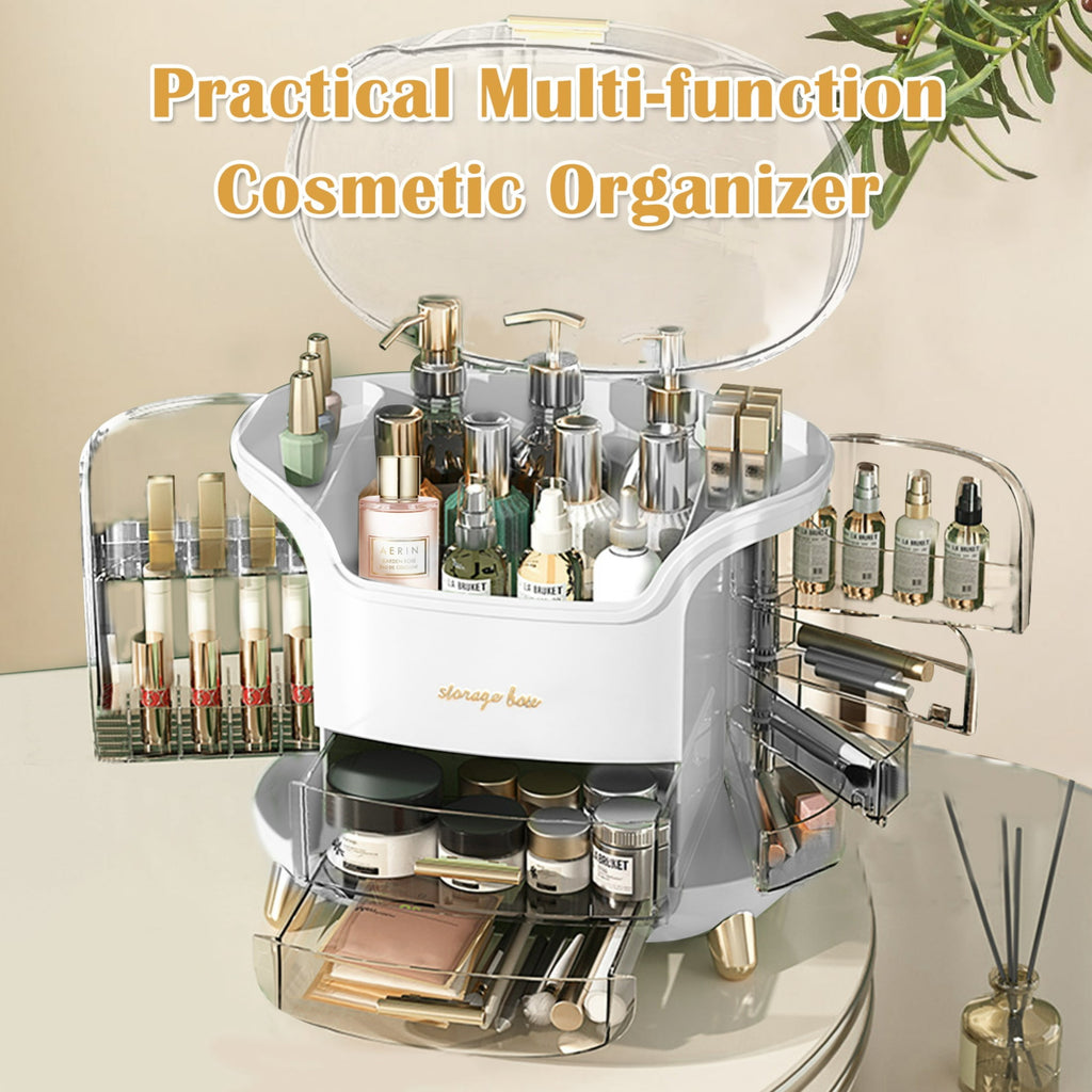 Wdmiya White Makeup Organizer and Storage, Waterproof& Dustproof Cosmetic Organizer Box with Lid, Large Capacity Vanity Storage, Makeup Disp - Image 2