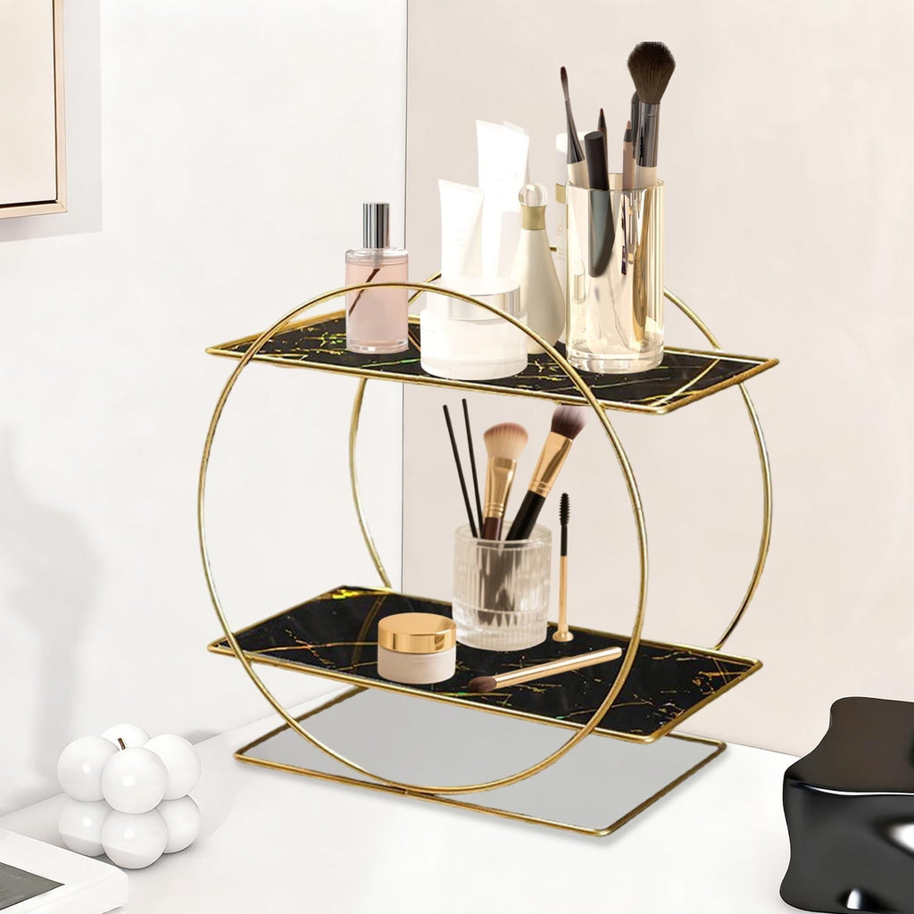 Makeup Organizer Countertop, Skincare Organizer with Gold Finish, Durable Metal Storage for Bathroom or Bedroom Vanity, Tall Spacious Design - Image 5
