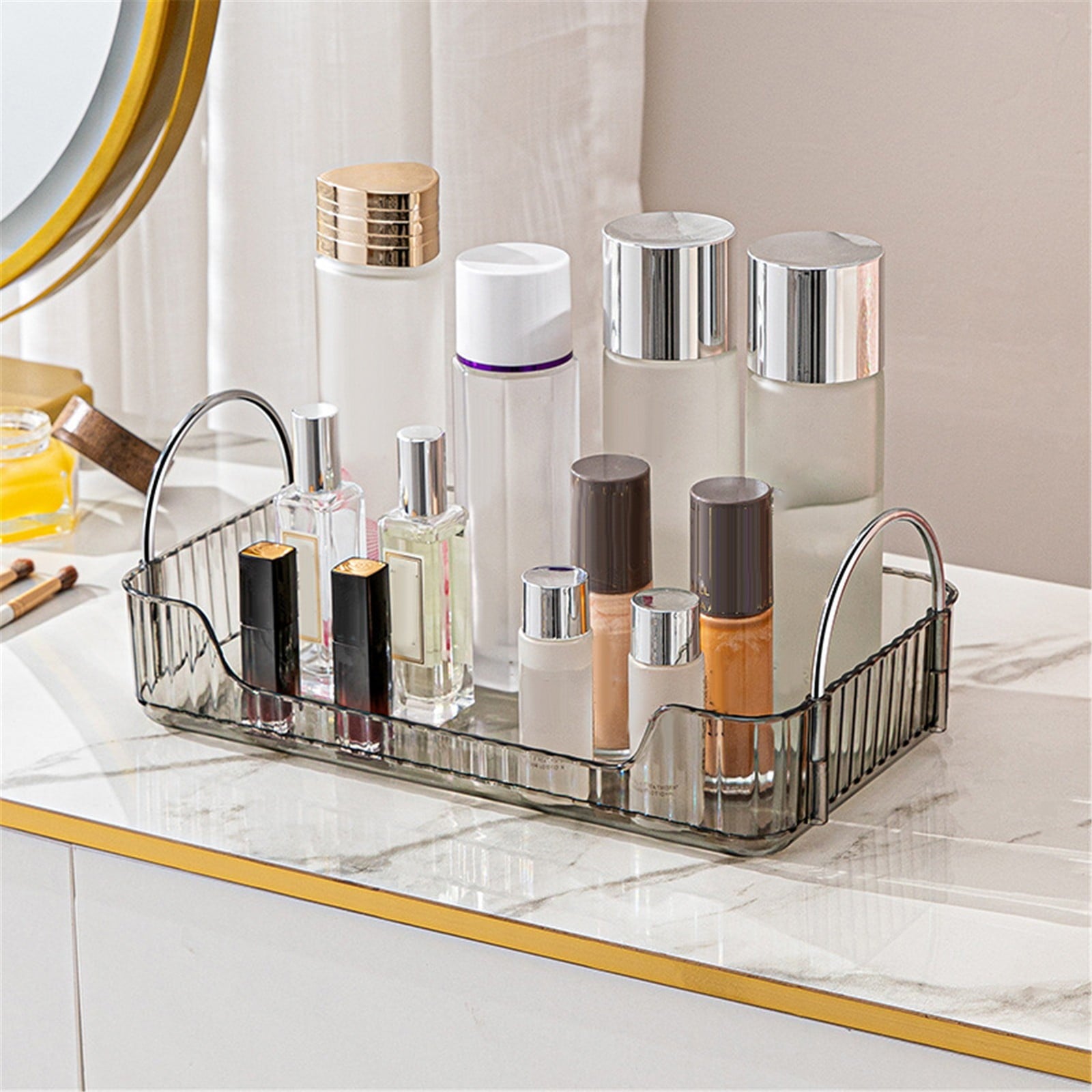 Bathroom Organizer Countertop, Vanity Tray for Skincare Makeup, Counter Organizer for Cosmetics, Toiletries, Lotions,... - Image 5
