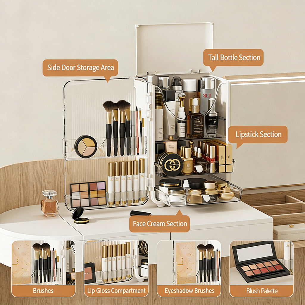 Makeup Organizer,Large Capacity Skincare Organizer for Vanity, Cosmetic Organizer with Non-Slip Feet and Transparent ... - Image 5