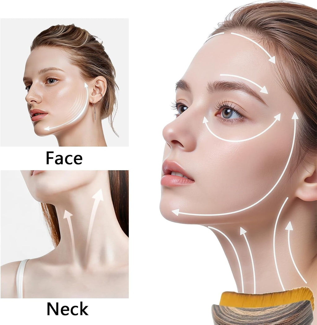 Lymphatic Face Brush, Contour Brushes, Lymphatic Drainage Facial Massage Tool for Jawline Neck Contouring, Natural Wo... - Image 3