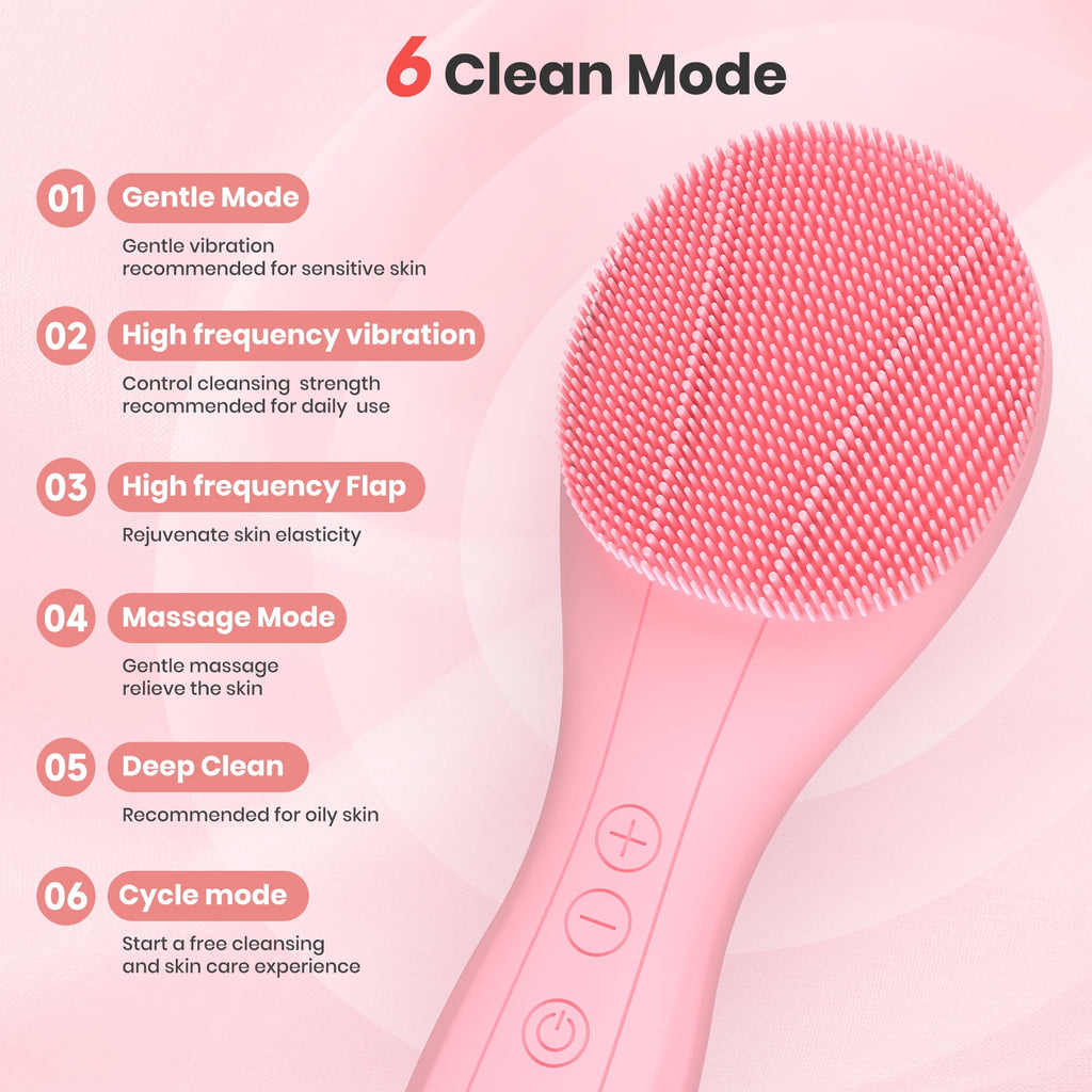 Facial Cleansing Brush, Electric Sonic Face Brush for All Skin Types, Waterproof Rechargeable Silicone Facial Scrubbe... - Image 6