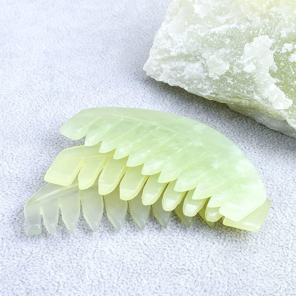 Gua Sha Comb, Natural Jade Stone, Hair Scalp Massage Comb for Head Care Relaxing, Facial and Body GuaSha Massage Tool - Image 2