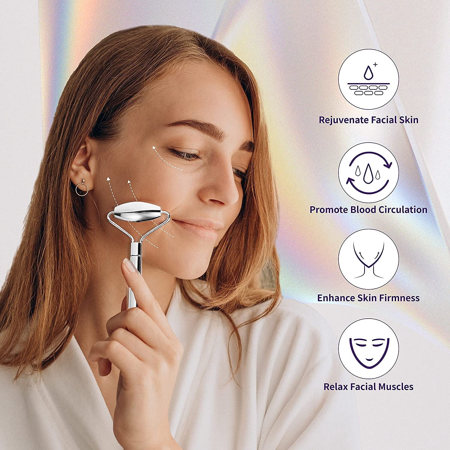 Face Roller Stainless Steel Gua Sha Facial Beauty Tools, Massage Tools Set for Face Eye Skin Body, Anti-Aging Skin Care SPA Roller and Board - Image 2