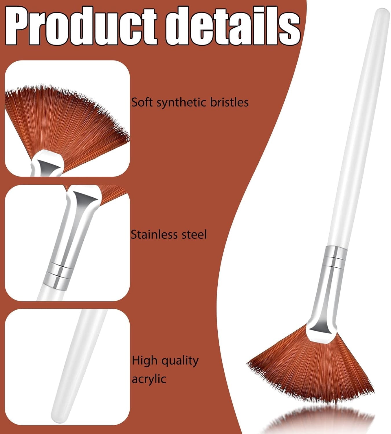 Professional Fan Facial Mask Brushes, 14 Pack Soft Synthetic Skin Care Applicators for Mud, Clay and Serums, Brown - Image 5