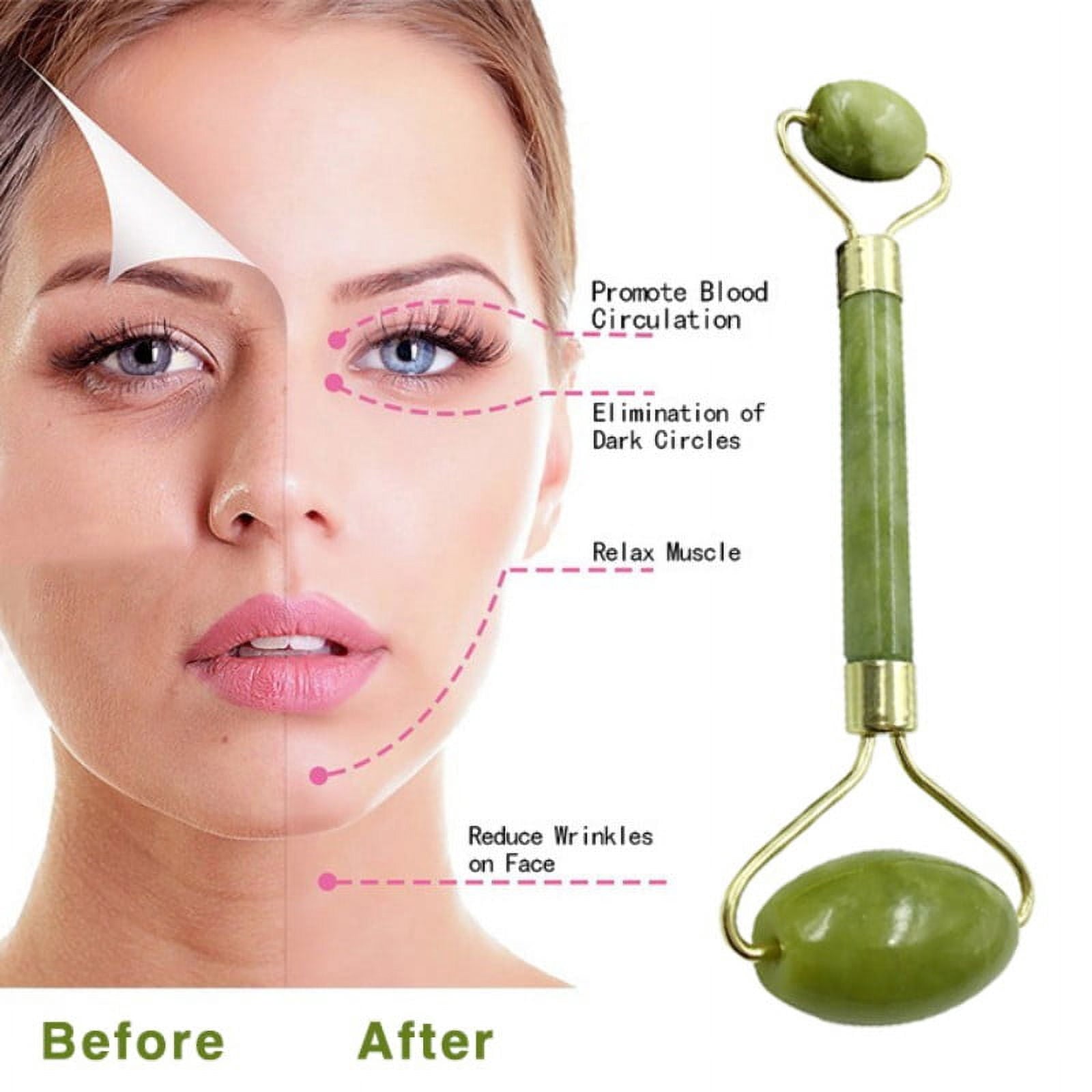 Jade Roller for Face - Gua Sha Tools, Aging Wrinkles, Puffiness Facial Skin Massager, Premium Authentic Stone - Image 5