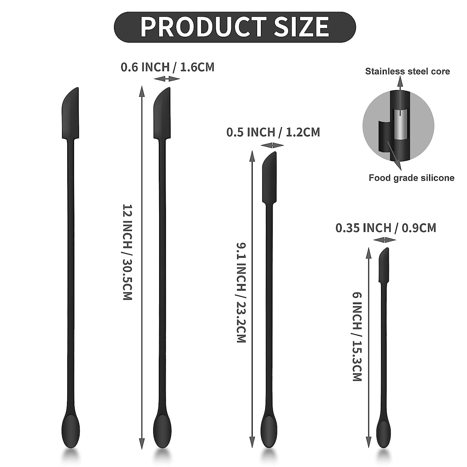 Mini Silicone , Make Up Tool, Mini for Cosmetics, Last Drop , s to Get Last of Out, Jar Scraper , Mini , Black - Image 2