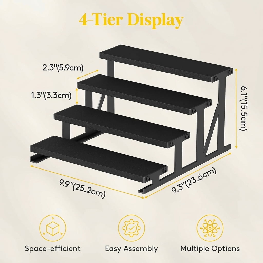 Norcho 9.8 Inch 4-Tier Wooden Cologne Organizer for Men, Perfume and Skincare Display Shelf, Black, 1-Pack - Image 2