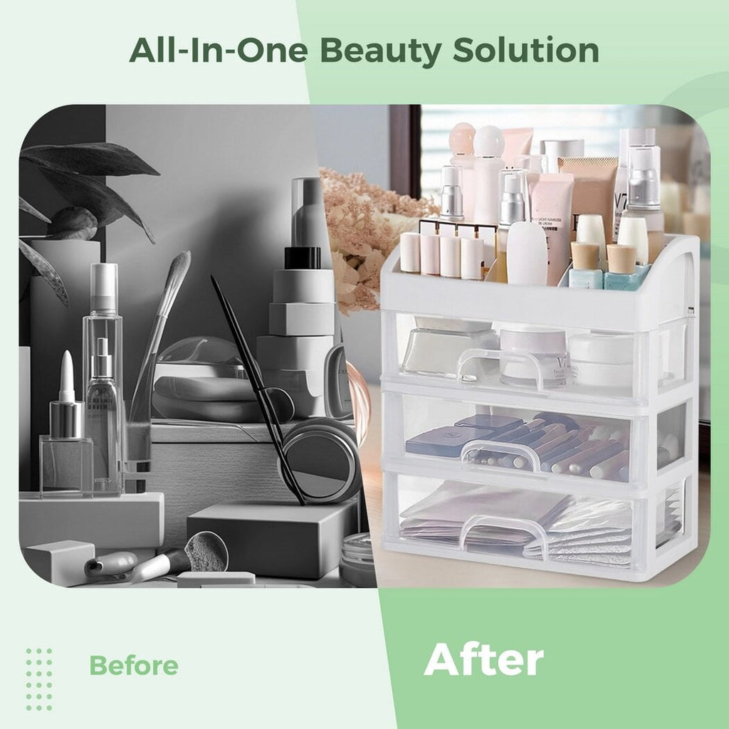Cosmetic Organizer, Makeup Storage Box with 3 Clear Drawers, Skincare Product Organizer for Vanity, Dresser, Bedroom, Bathroom - Image 6