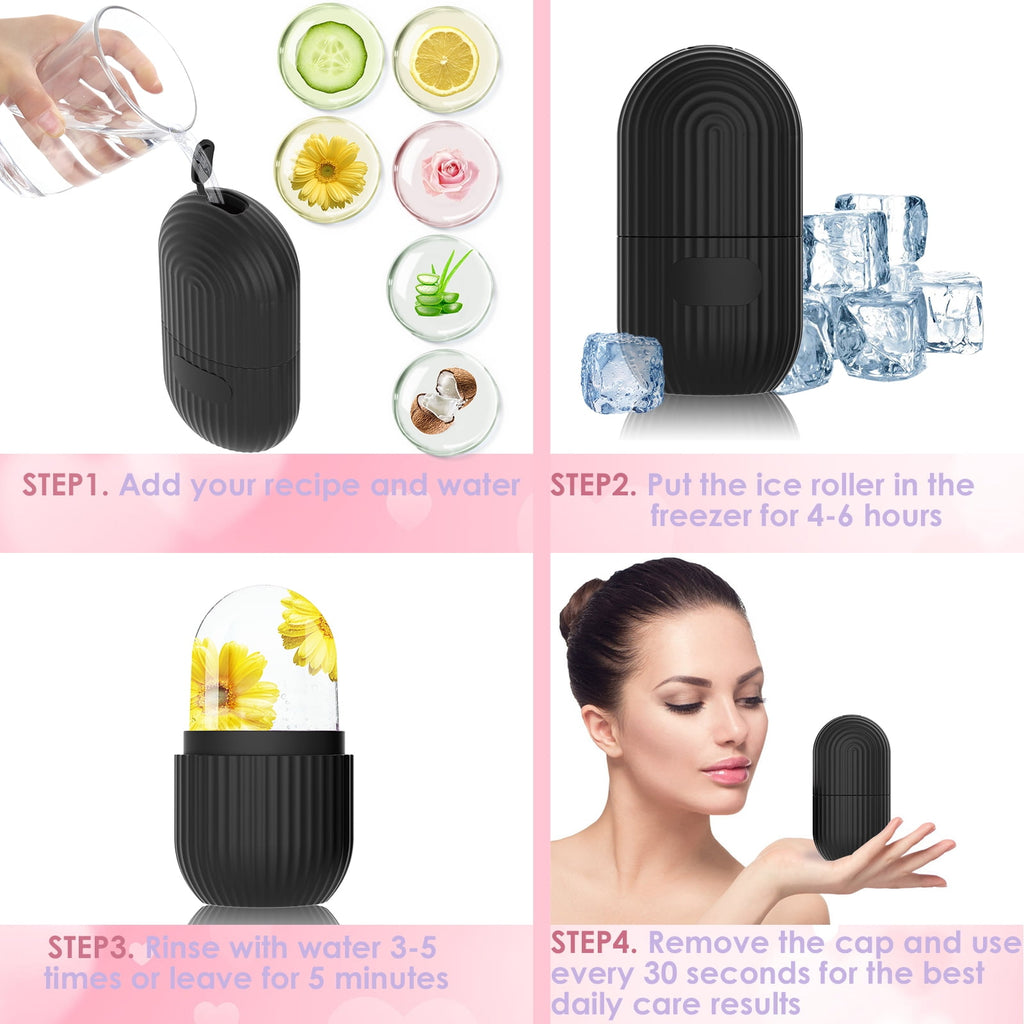 GeeRic Ice Face Roller, Silicone Ice Facial Rollers, Cube Face Contour for Eyes Neck, Beauty Facial Massage Roller Remove Dark Circle Pore S - Image 3