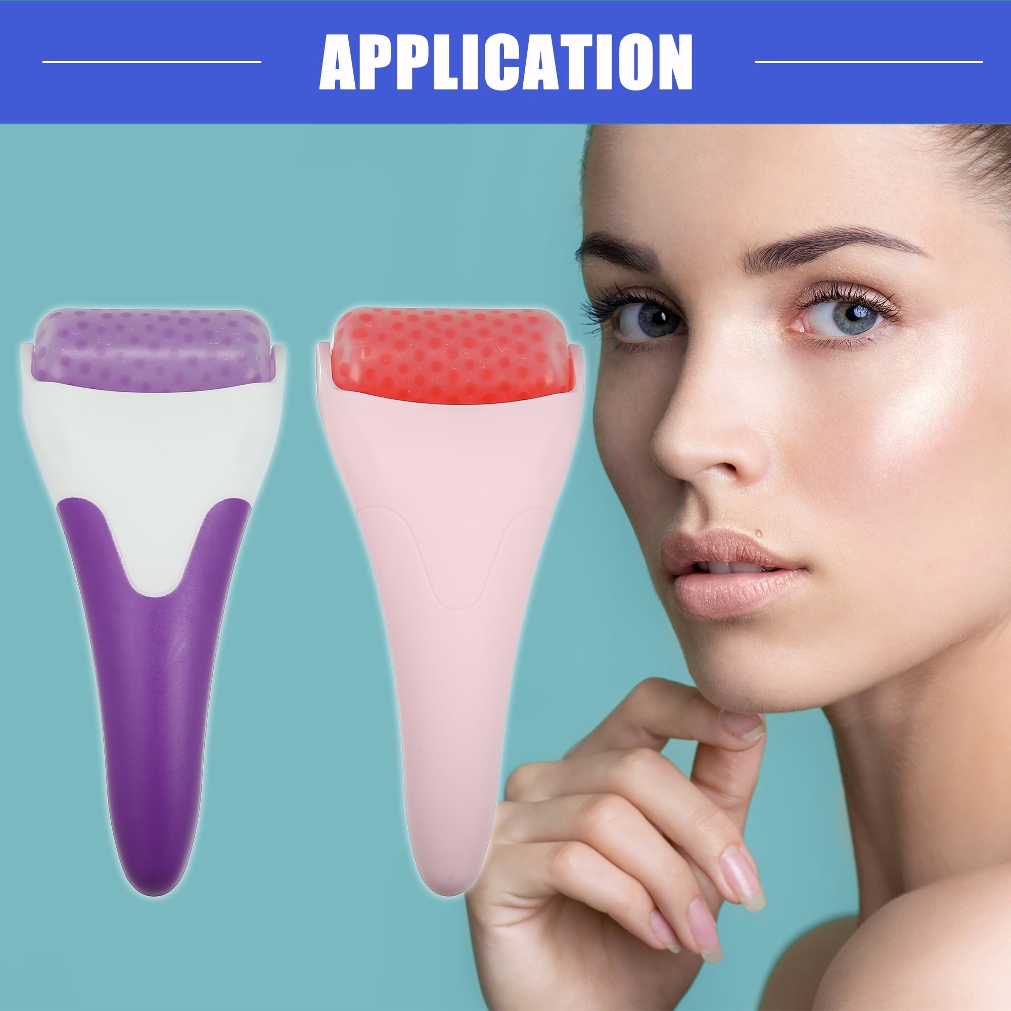 Vocoste 2 Pcs Ice Face Roller Massager Facial Roller Skin Care Tools Pink and Purple - Image 2