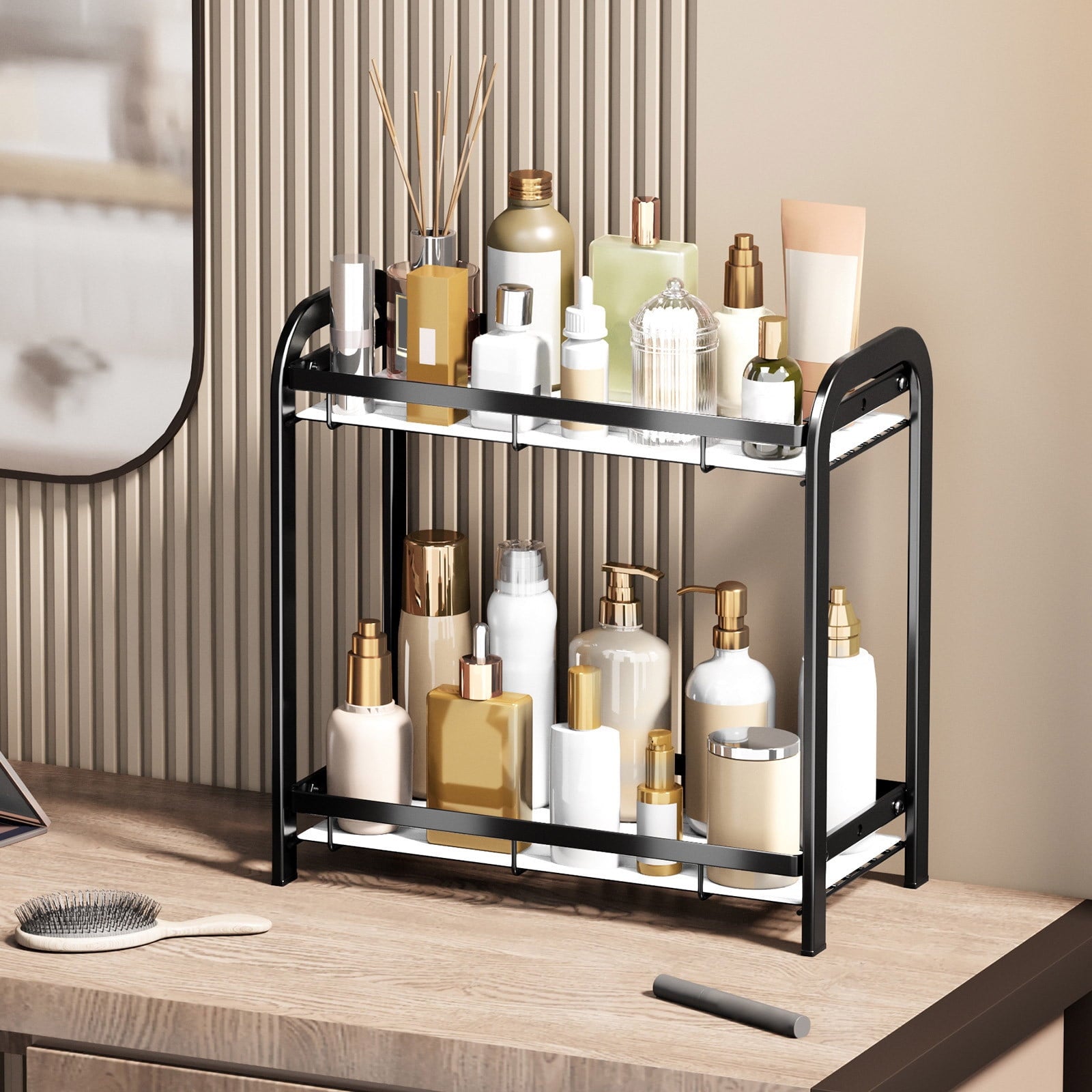 2-Tier Bathroom Counter Organizer, Vanity Tray Shelf, Bathroom Organizer Countertop, Vanity Organizer Bathroom Tray, ... - Image 2