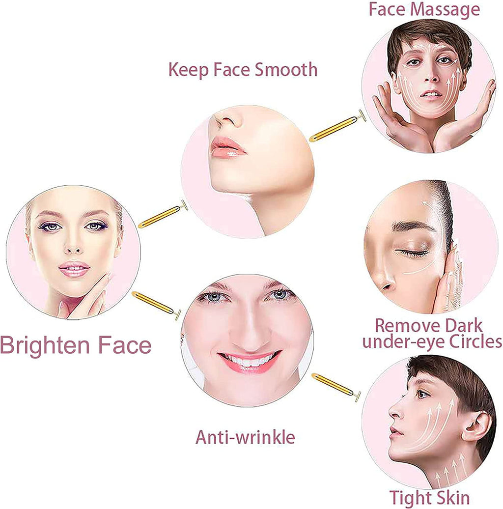 Yeamon 2-in-1 Electric Face Massage 24k Golden Facial Massager Device, 3D Roller and T Shape Facial Roller Massager Kit Metal Skin Care Tool - Image 5