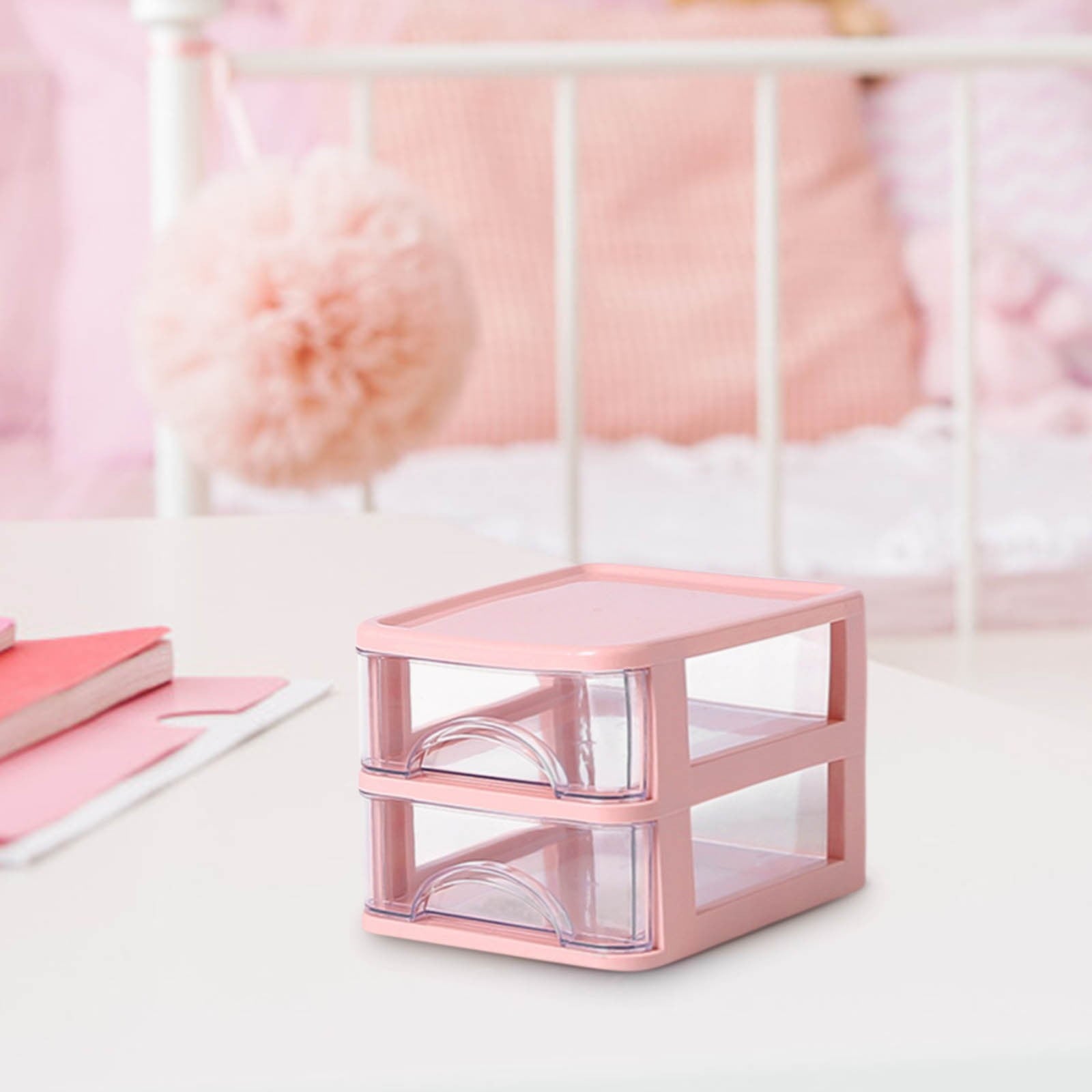 Plastic Drawer Storage with 2 Drawers, Makeup Organizer Countertop, Skincare, Jewelry, Desk, Pantry, Bathroom Drawer ... - Image 4