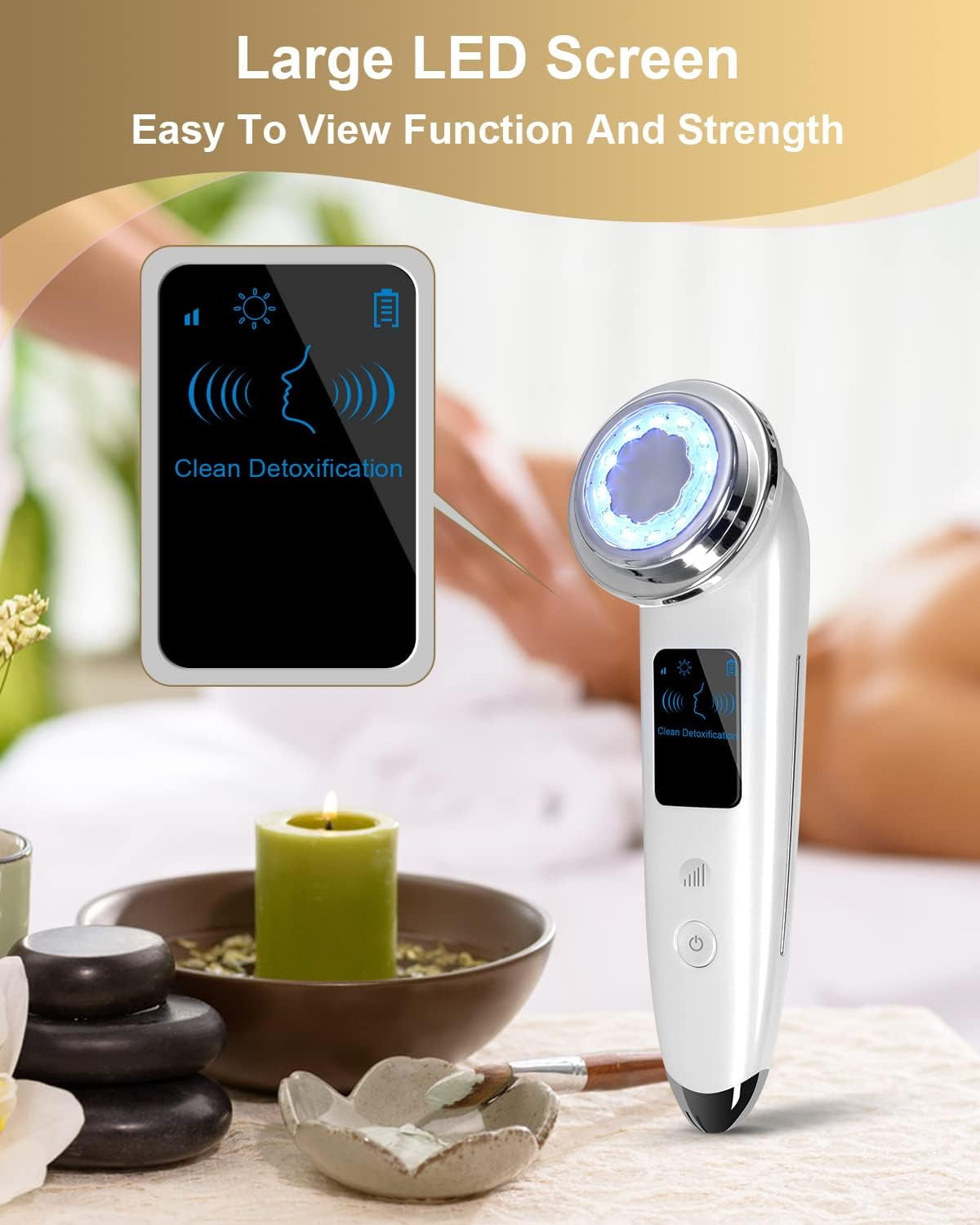 Banome Face Massager Electric Face Lifting 4 in 1 Facial Massager Anti Aging Skin Tightening Firming Skin Care Tools (White) - Image 3
