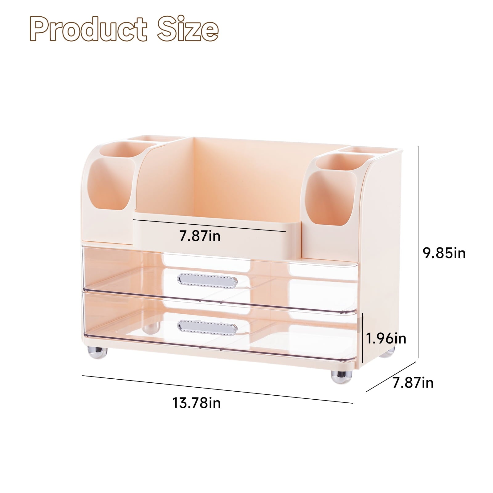 Makeup Organizer with Brush Holders & 2 Drawers, Countertop Bathroom Storage Organizer for Cosmetics, Skincare & Desk... - Image 2