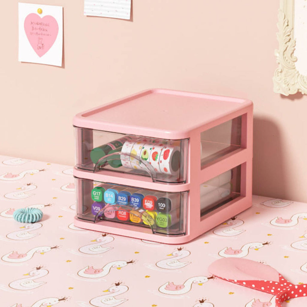 Plastic Drawer Storage with 2 Drawers, Makeup Organizer Countertop, Skincare, Jewelry, Desk, Pantry, Bathroom Drawer ... - Image 5