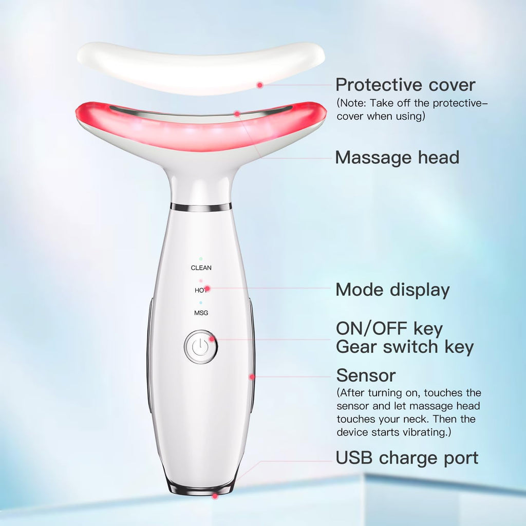 Neck Face Beauty Device, Skin Care Face Massage,3 in 1 Facial Massager, Face Sculpting Tool with Thermals, Vibration - Image 6