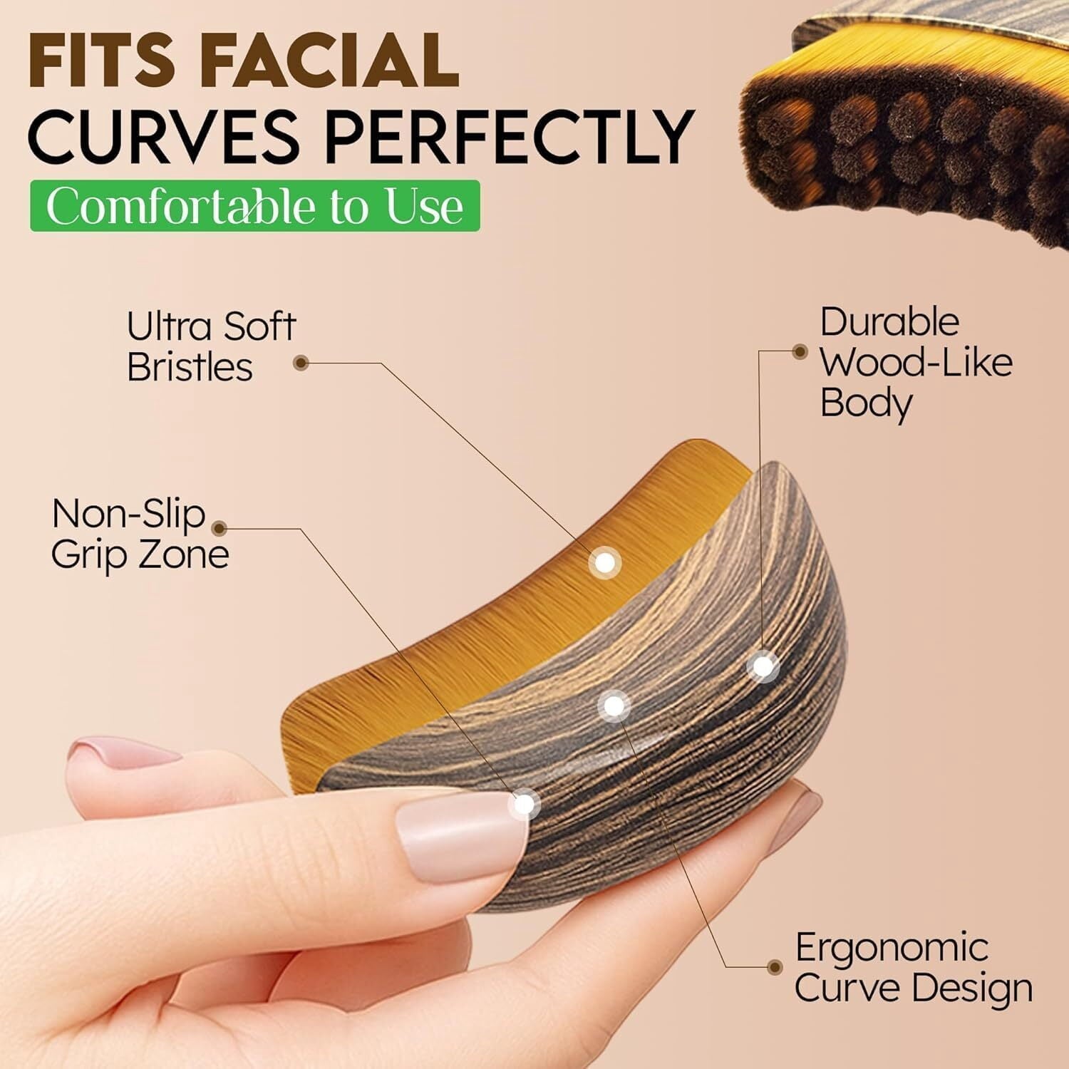 Brush Ergonomic Facial Massage Brush for Drainage, Chin and Jawline Sculpting, Anti-Puffiness Lift Tool - Image 3