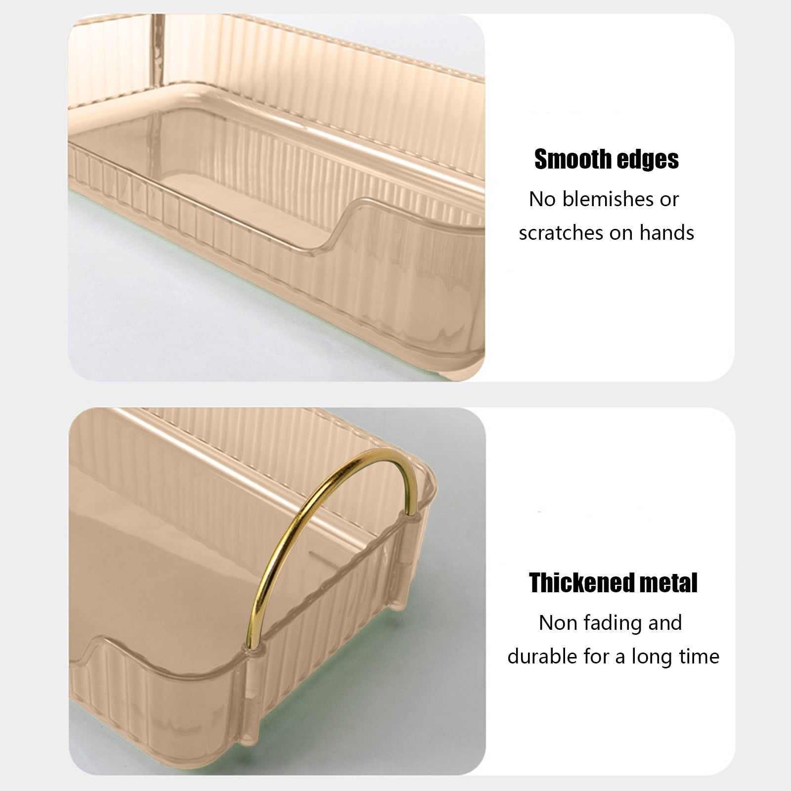 Clear Vanity Organizer, Countertop Makeup Storage Box with Ribbon Handles, Bathroom Sink Organizer for Skincare Cosme... - Image 5