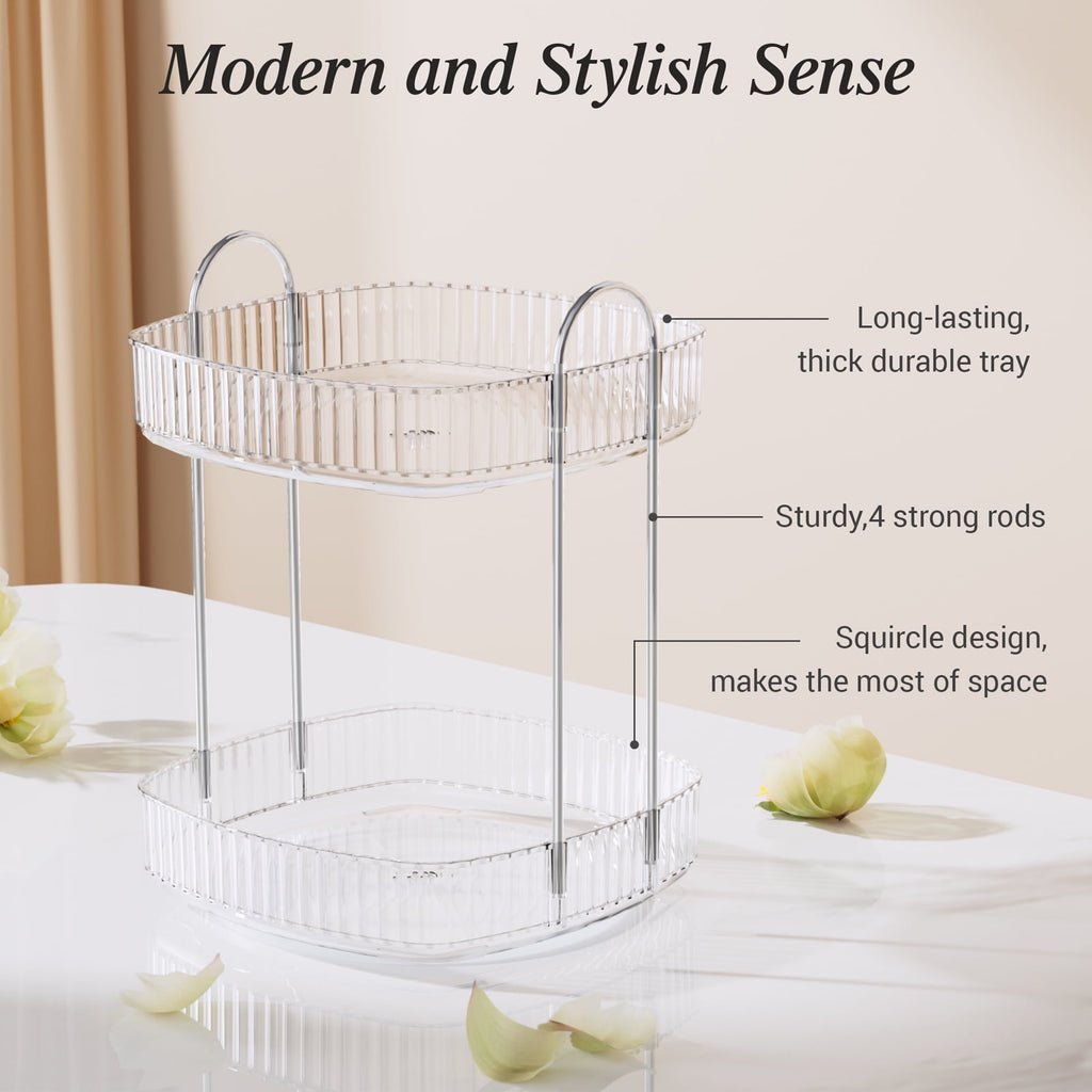 Rotating Makeup Organizer for Vanity 2 Tier, Skincare Make up Storage Perfume Cosmetic Dresser Organizer Countertop 3... - Image 4