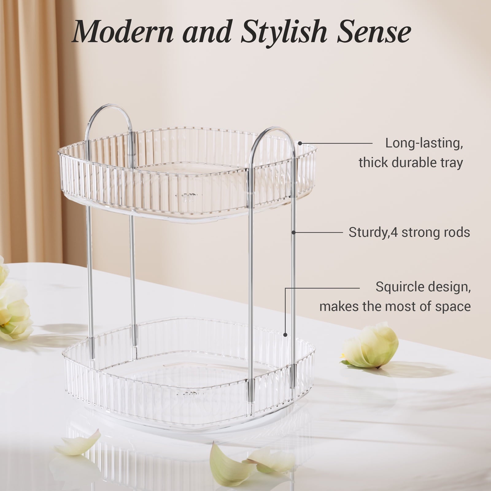 Rotating Makeup Organizer for Vanity 2 Tier, Skincare Make up Storage Perfume Cosmetic Dresser Organizer Countertop 3... - Image 4