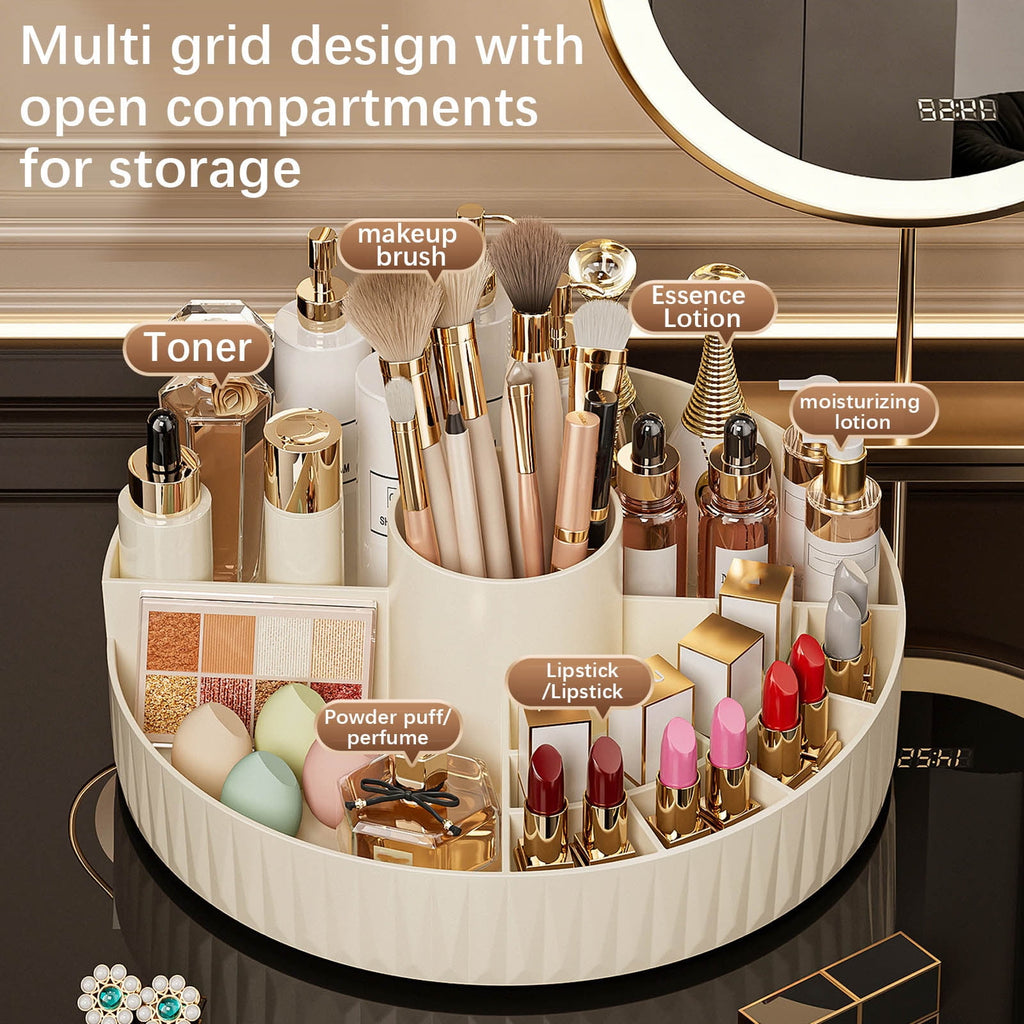 Rotating Skincare Organizer Tray-Compartment Makeup Brush Lipstick Skincare Organizer, Cosmetic Storage for Dresser V... - Image 4